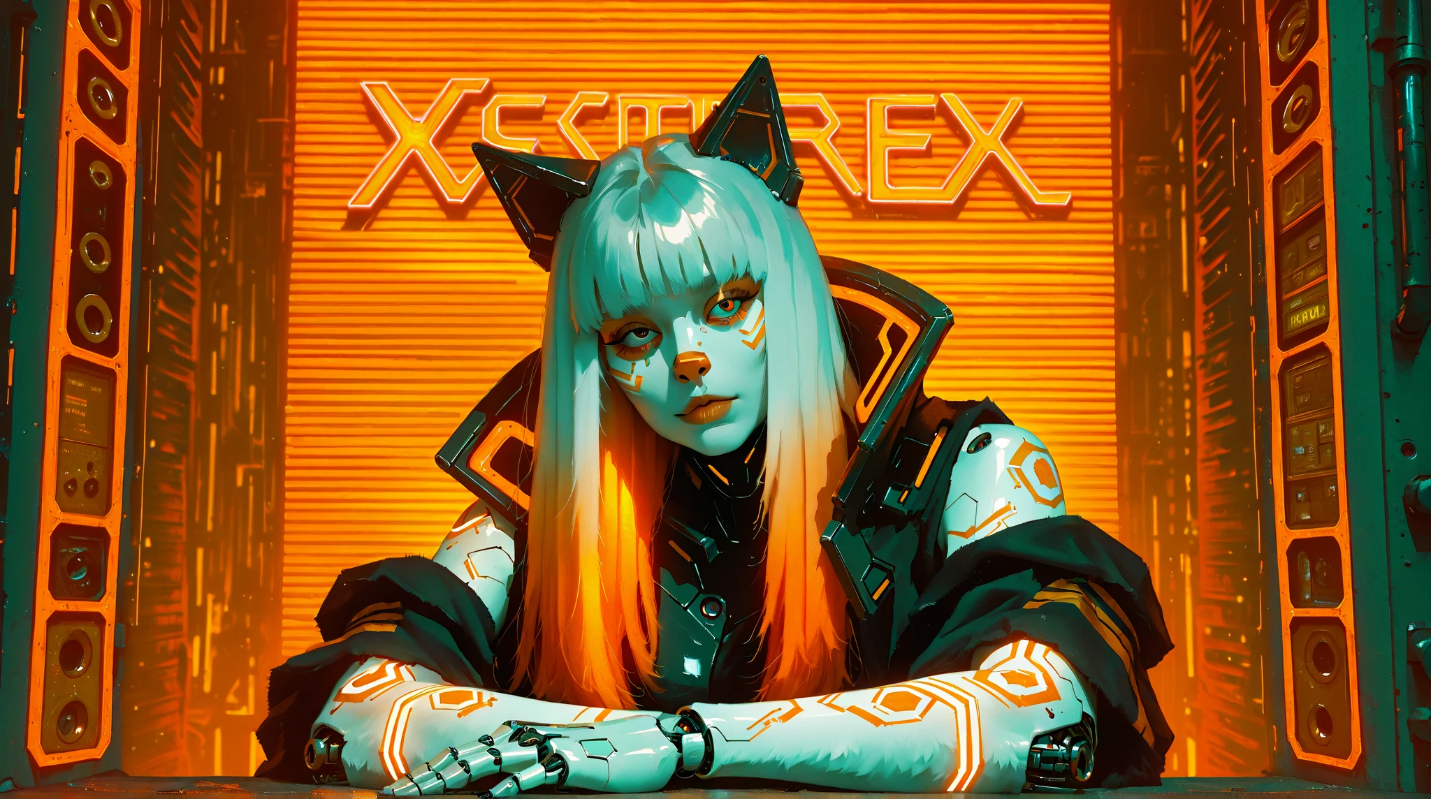 <lora:YinYangTech-20:0.8>,yinyangtech , scifi, yin yang,
, scholar , scroll, 1girl,long hair, pale skin, glowing eyes, smile ,closed mouth, orange hair, multicolored hair,