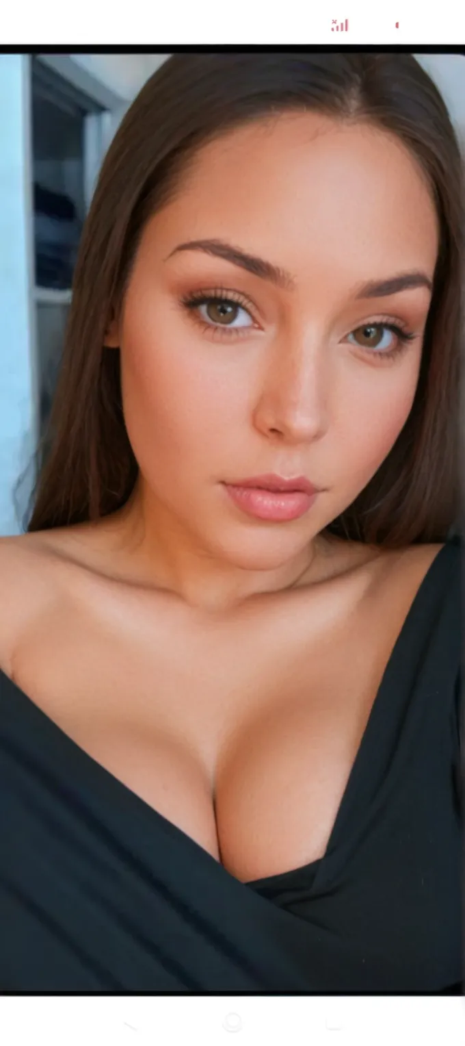 1 fille portugaise teint mate foncer cheveux longs avec des yeux vert bouche pulpeuses visage parfait