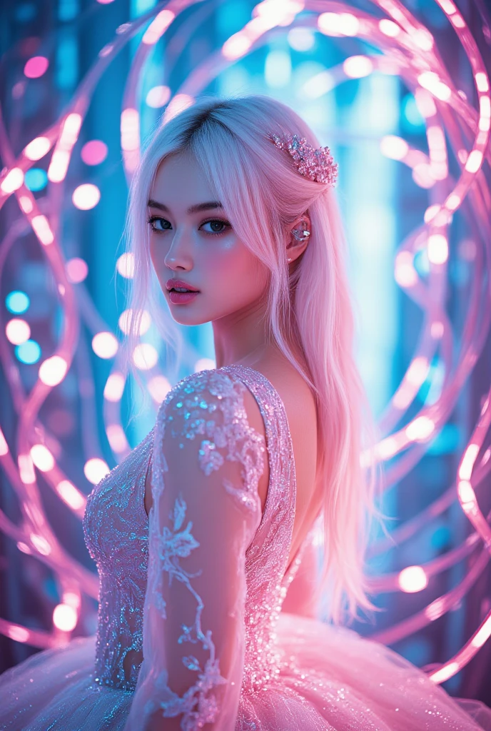  fantastic虹の泡の美しい王女、1 Female、 Elegant Poses  、 fantastic、 dreamy 、colorful rainbow bubbles  , Shining Light,  mystical ,  pastel colors  ,  cinematic lights,  Fantasy ,  digital art ,  Concept Art ,  Masterpiece,  top quality, 8k,  Learn more,  photorealistic