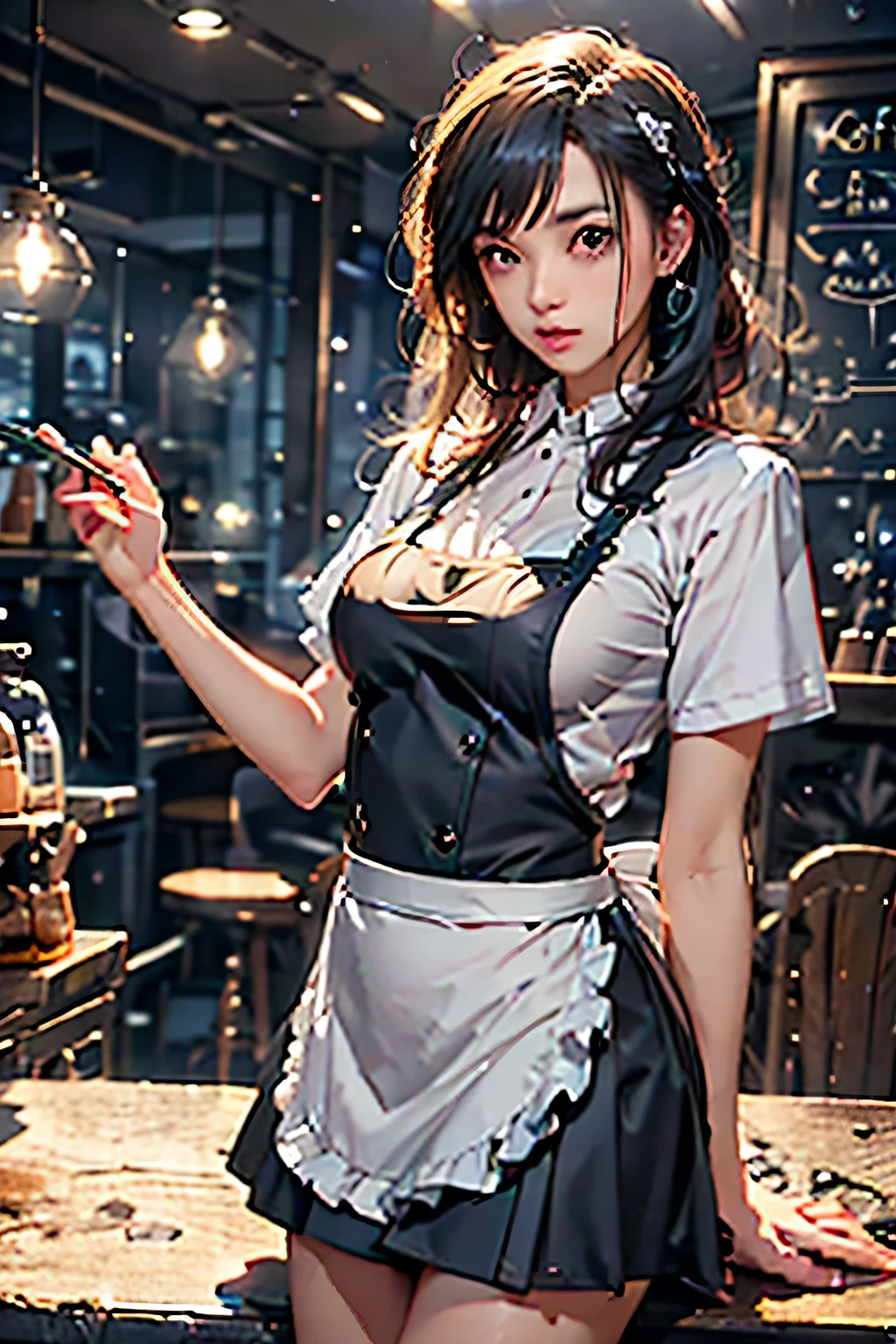 A young, charismatic female hairdresser in a trendy salon, embodying the gyaru fashion style. She is Asian, with dramatically styled and colored hair, wearing bold and fashionable makeup. Her outfit is edgy and chic, capturing the essence of gyaru fashion, complete with accessories and a stylish apron. The salon is modern and vibrant, with colorful decor, trendy furniture, and a lively atmosphere. It reflects the energetic and avant-garde spirit of the gyaru style, making it a perfect backdrop for this fashionable hairdresser.
