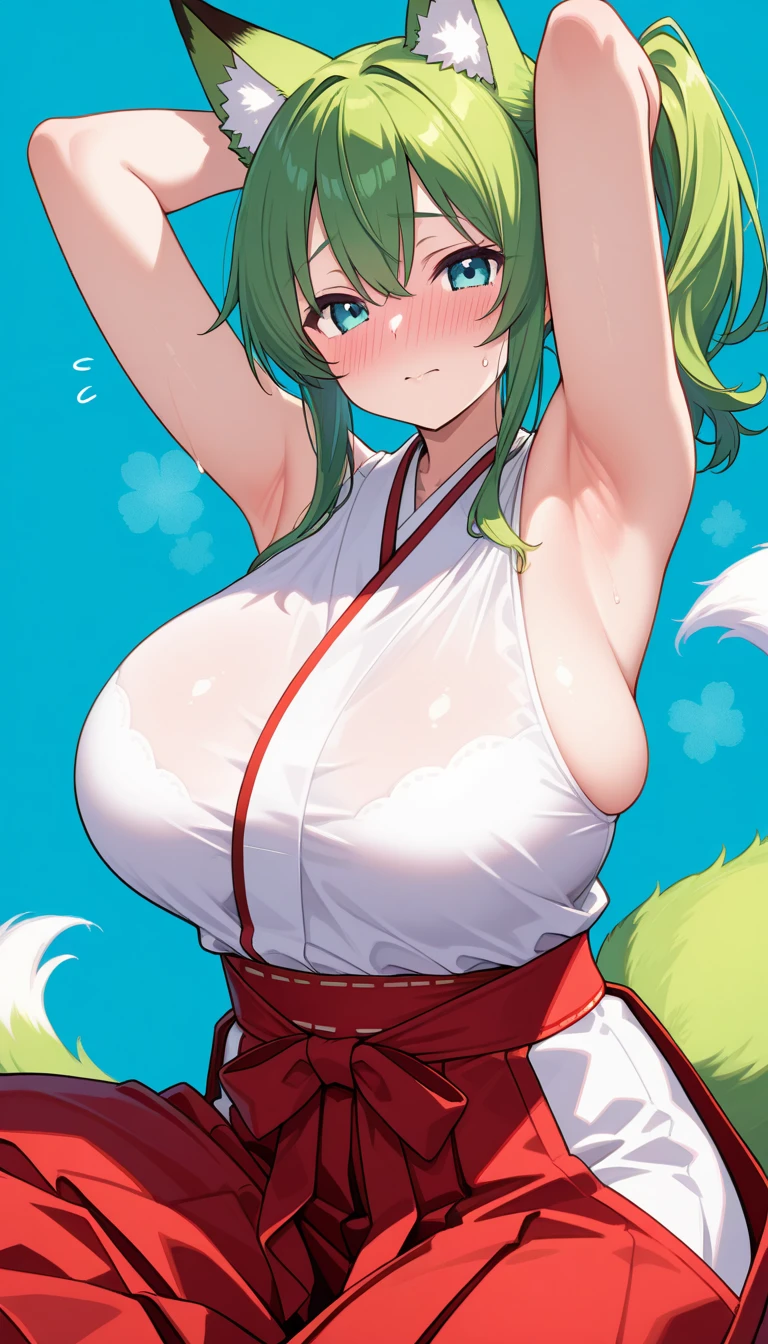 Huge boob, 1girl,smile, long nipple, small one white flower in head,side bun hair,brown eye,bangs,yellow hair,magic girl clothe,whole body,white background,short hair
