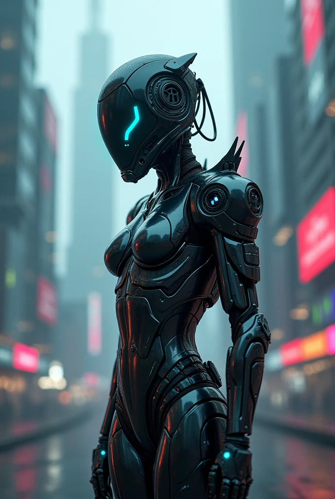 (oil painting:1.1), concept art, (cybernetic woman:1.1) in a dark city, noir, detective, neon lights, artstation, portrait, 4k, (OVERMASKED:0.9), (art by Greg Rutkowski and Mandy Jurgens:1.2)
