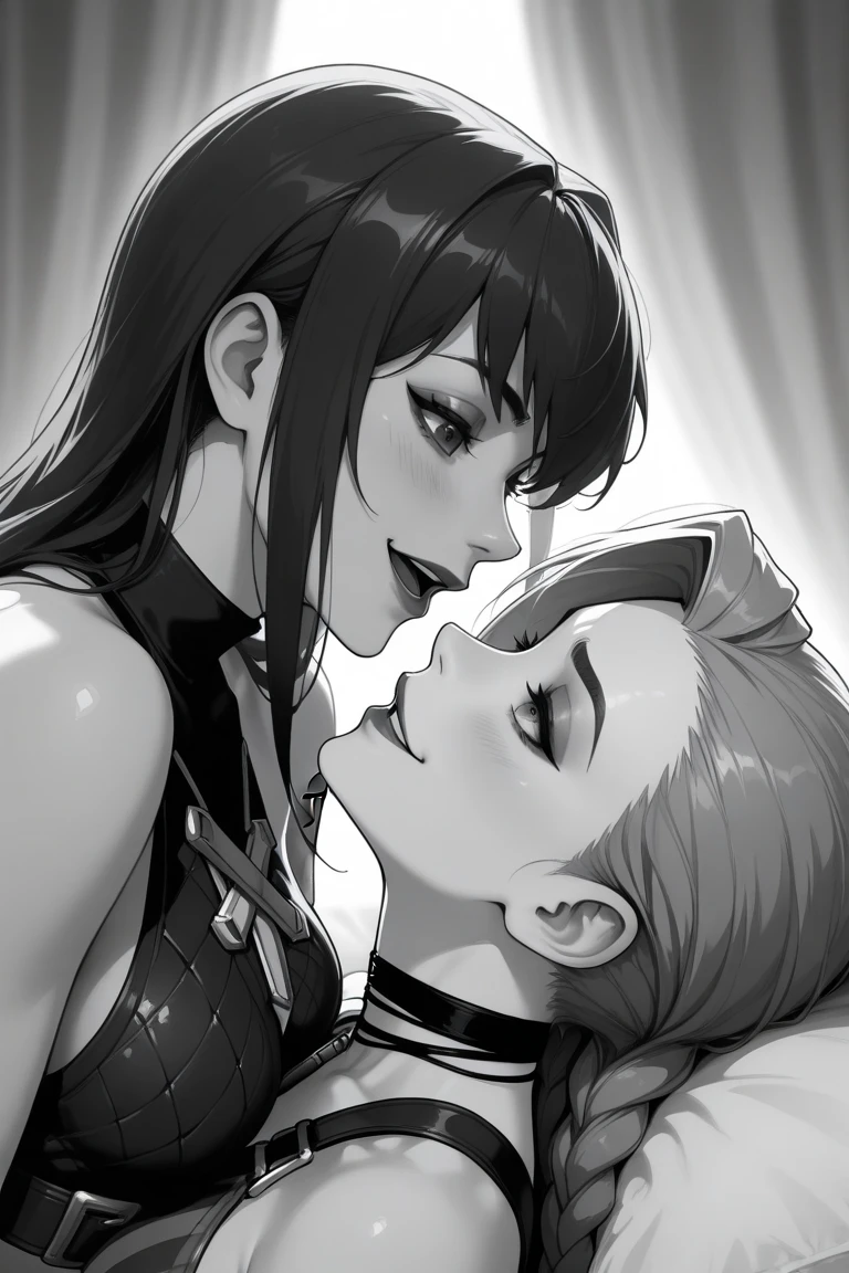 1 futanari and 1 girl, slave mistress, dominatrix, Mature futanari and young woman having oral sex, futanari has huge breasts and huge erect penis, young woman with large breasts and wet vagina, varying sexual positions, sex scene, girl being penetrated by futanari, girl bouncing on futanari penis, girls face pinned on wall, booty up, penetrated from behind, holding ponytail, grabbing breasts, squeezing breasts, pinching nipples, futanari penetrating girl, excited face, sensual scene, NSFW, climax,