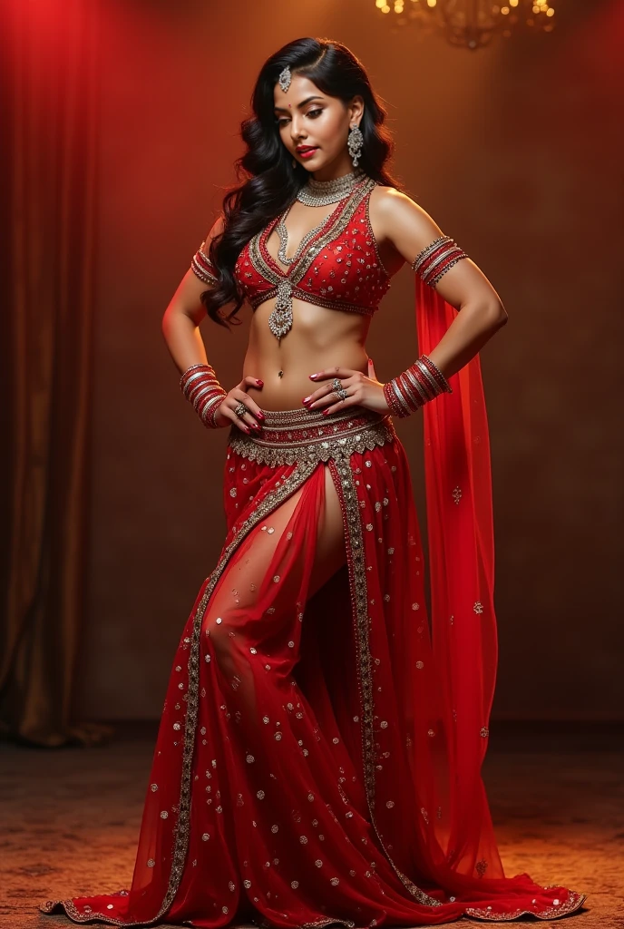 18 year cute, beautiful and hot girl is wear red glitter shiny saree preform dance in college with boy, she has hot figure and her clothes are tight
