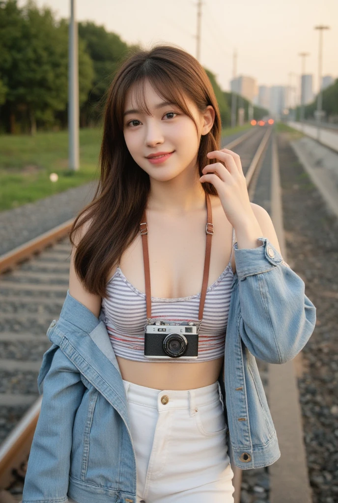 Very cute cyborg girl, beautiful android girl has her body repaired, the machinery inside her body is visible, her chest is open