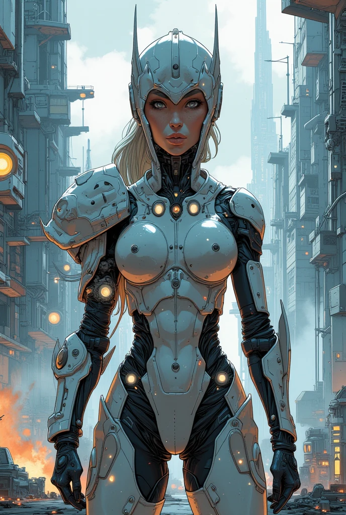 complex 3d render ultra detailed of a beautiful porcelain profile woman android face, cyborg, robotic parts, 150 mm, beautiful studio soft light, rim light, vibrant details, luxurious cyberpunk, lace, hyperrealistic, anatomical, facial muscles, cable electric wires, microchip, elegant, beautiful background, octane render, H. R. Giger style, 8k, best quality, masterpiece, illustration, an extremely delicate and beautiful, extremely detailed ,CG ,unity ,wallpaper, (realistic, photo-realistic:1.37),Amazing, finely detail, masterpiece,best quality,official art, extremely detailed CG unity 8k wallpaper, absurdres, incredibly absurdres, <lora:japaneseDollLikeness_v10:0.1>, <lora:koreanDollLikeness_v10:0.5>, robot, silver halmet, full body, sitting