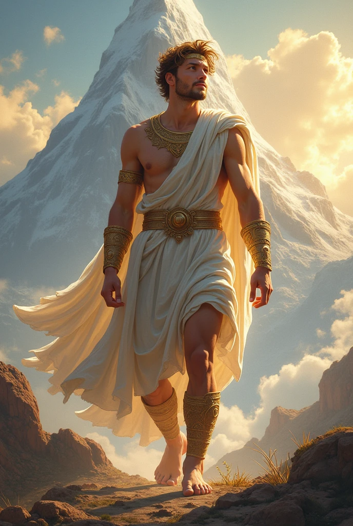 Creat the picture of Hermes
A mindless servant of Zeus. Hermes appears in sharp contrast to Prometheus. Like his master, Hermes understands neither friendship nor pity, but only force and obedience. Hermes is certain that he is on the right side, and certain also that his master is all-powerful. Though he comes down from Olympus to question Prometheus about the future threat to Zeus's power, Hermes clearly does not take this threat seriously. He is highly arrogant, but not horribly bright as illustrated in a scene where every insult and accusations he throws at Prometheus gets turned around by the recipient and shipped back in force