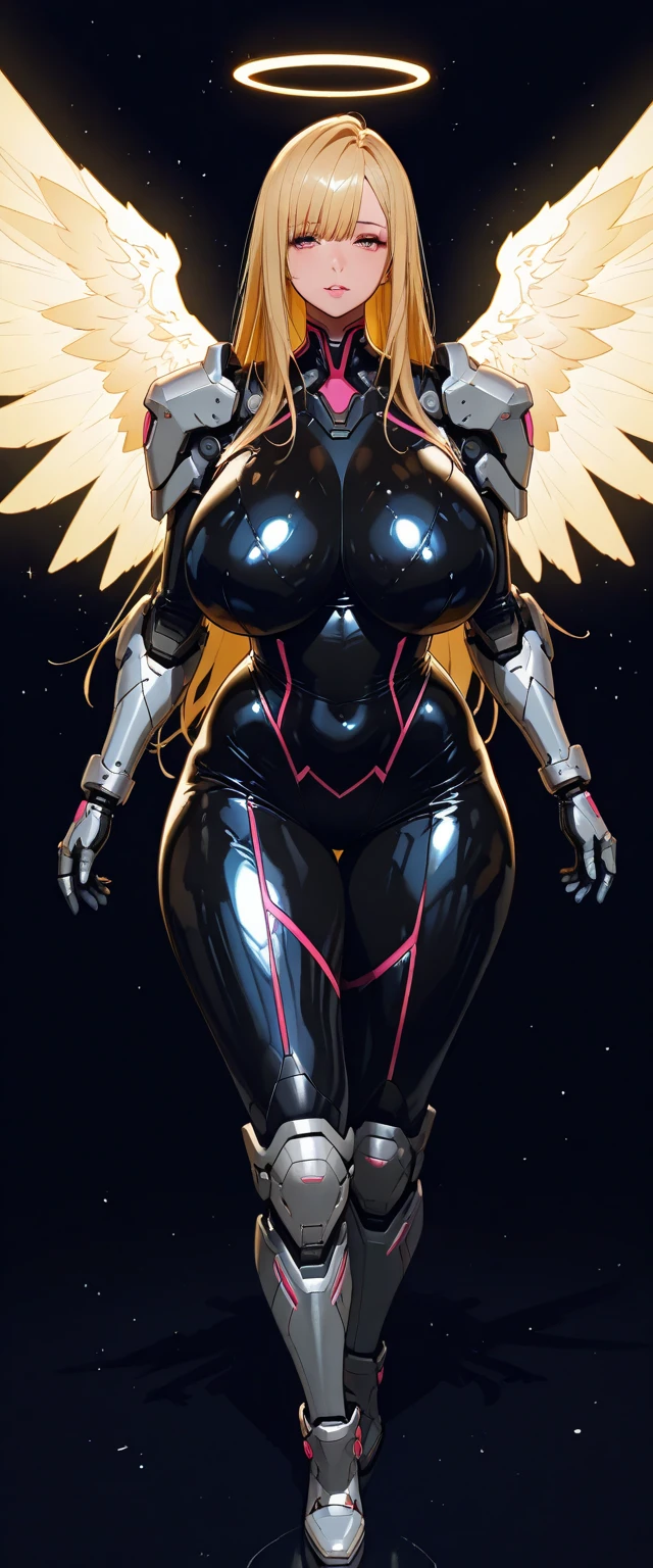 8k ((full body view:1.5)) ((seductive eyes:1.3)), defined cheekbones, 1woman, ((long horns:1.7)), ((the pit style:1.4))((defined jawline:1.2)) ((sleek chrome bodysuit:1.6)) (detailed face:1.5), blue skin,(puffy lips:1.5) (blue skin:1.6), beautiful face, (bald woman:1.7), (skinhead) ((stands confident)),(Muscular:1.3), ((gigantic breasts:1.8)) ((front view:0.6)), )highly detailed, majestic, digital photography, art by artgerm and ruan jia and greg rutkowski, ((metal wings on back:1.4)), (masterpiece, sidelighting, intricate details, (((black color palette)))