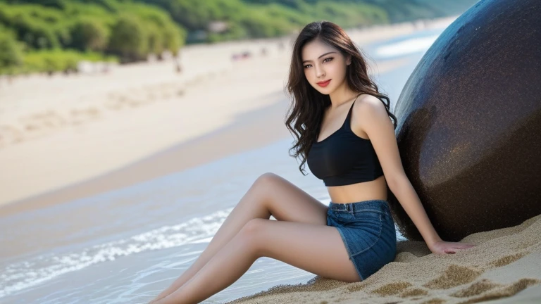 8K, Ultra-high resolution, Highest quality, masterpiece, Surreal, photograph, 1 Girl, (16 years old:1.3), pretty girl, Cute face, Beautiful eyes in every detail, 細かくdetailedに,masterpiece,, One Girl:1.2, Japan Female Announcer,Close Up, Beach Volleyball,Sandy Beach,Sports Bra,Bra Top,Tight bikini,Black Hair,Hairstyle is random,Beautiful leg line beauty,Lively Poses,Looking at the audience、beauty,Long neck、Laugh a little、Please close your mouth and laugh、(((Ideal body type))),A-cup small breasts :2,、Portraiture:2、Perfect Anatomy、鮮明なdetailed、detailed、Surreal、Light and shadow,Strong light