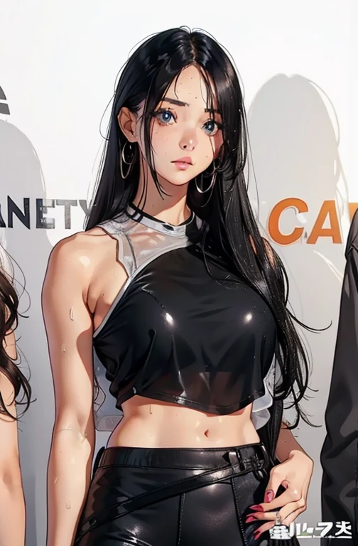 ((Long Straight Black hair)), Perfect face, Choker, Punk earrings, ((Tall)), ((High Quality)), Necklace, ((Mature)), Pretty Eyes, Sharp Nails, Bangs, ((1 Girl)), ((Multiple Earrings)), 1 girl, Spiky Earrings, Adult, Spiked Collar, Thin Eyelashes, ((Short Jeans)), ((Crop Top)), Close Up, Tall, Long Legs, ((Dynamic Pose)), Vibrant Colors, Sexy, Suggestive, Sexually Suggestive, Skinny, Teasing, Slender Body, Stylish, Bangs, Thick Eyeliner Around The Eyes, Tattoo Of Roses On Her Body, Small Eyes, Perfect Body, Sensual, ((Big Breasts)), Very Sharp Teeth, Thigh Highs, Punk, Close Up, Thick Thighs, Cat Girl, Very Large Cat Ears, Muscular, (Realistic:1.3), (masterpiece:1.2), (photoRealistic:1.2), (highest quality), (Detailed skin:1.3), (Intricate details), ((1 woman)), Detailed skin texture, Peachy Butt,