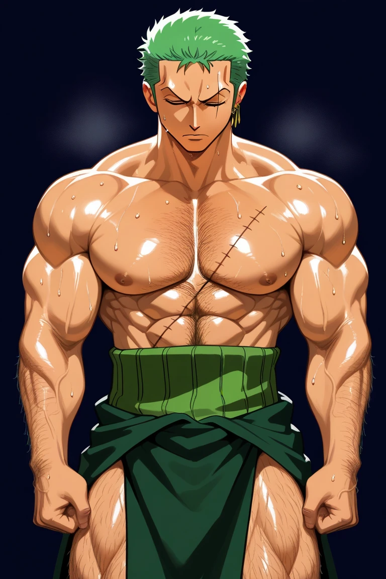 Bakugou Katsuki tenderly hugging Izuku midoriya, Bare-chested pecs and washboard abs., heavy rain, wet sweaty body, intense sweating, black pants. muscled body, In-ear headphones, darkness