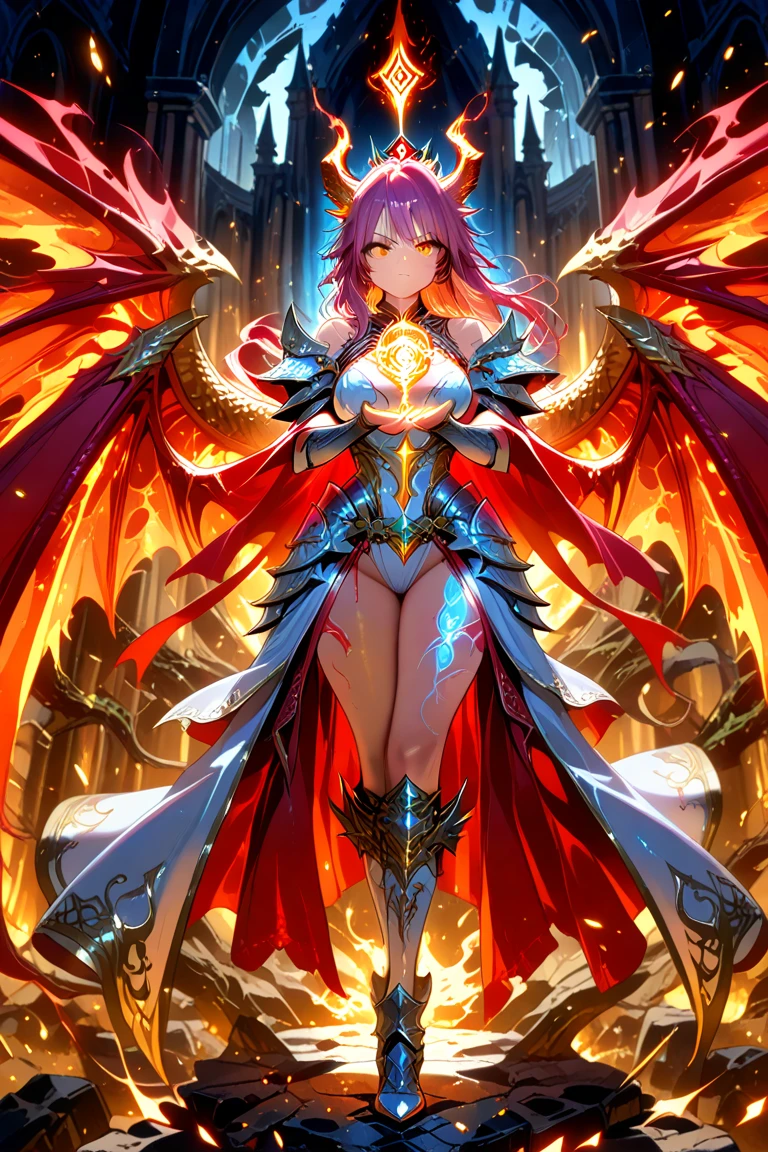 16k, ultra detailed, masterpiece, best quality, (extremely detailed), arafed, dnd art, panoramic view, full body, aasimar, female, (Masterpieceת intense details:1.3), female, sorceress, casting flaming spell(Masterpieceת intense details:1.3) large feathered wings,(azure: 1.3) angelic wings spread (Masterpieceת intense details:1.3), fantasy magical heaven background (Masterpieceת intense details:1.3), moon, stars, clouds, wearing white armor (Masterpieceת intense details:1.3), high heeled boots (Masterpieceת intense details:1.3), armed with staff, (red hair: 1.4), (green eyes: 1.4), intense eyes, ultra feminine, ultra detailed face, (Masterpieceת intense details:1.5), (anatomically correct: 1.5), determined face, divine light, cinematic lighting, soft light, silhouette, photorealism, panoramic view ((Masterpieceת intense details:1.3) , Wide-Angle, Ultra-Wide Angle, 16k, highres, best quality, faize, 3D rendering