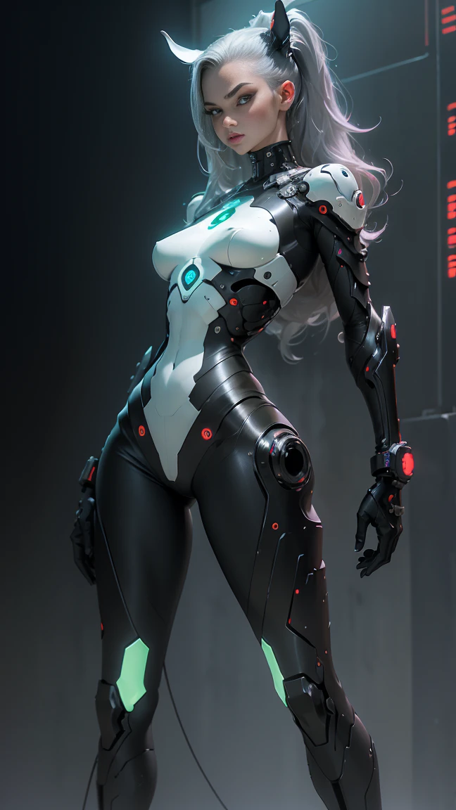 (masterpiece, 1 girl, stunning, cute, impressive, absurdres, highres, kicking), detailed face, detailed eyes, ((futuristic grey skin suit, fit, beautiful)), full body view, professionally made, cover art，(((full body)))，foot sneakers,(((Synthetic asshole)))