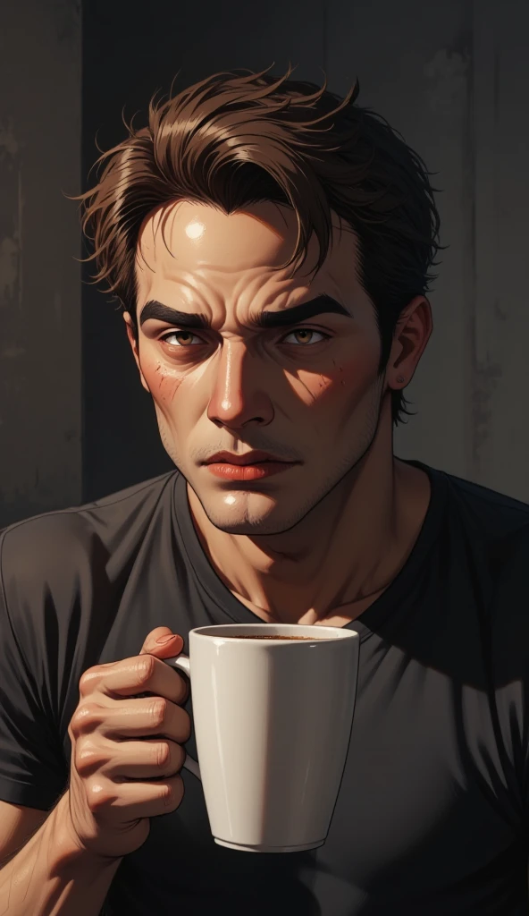 8K wallpaper, man light brown hair eyes well detailed in a room,