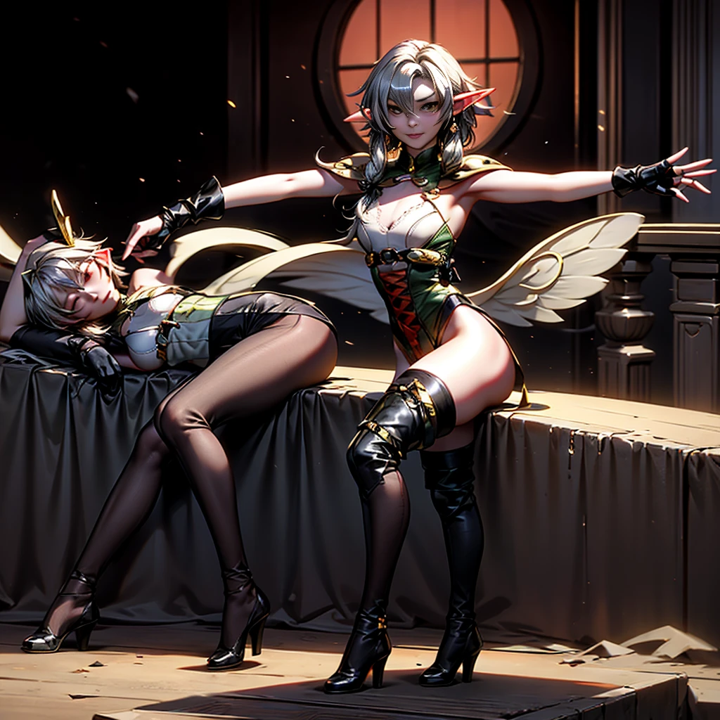 2 angle, yuri, nsfw, nude,1demongirl, The embodiment of lust herself the demon of sex goddess is bathing in the river and 2 angel nymphs are so enthralled with her that they're helping her get off and also cleaning her good pleasure while pleasuring her little lesbian nymphs that worship her and view her with lust in their eyes, 3d, 8k masterpiece very erotic by yoji shinkawaeal, legwear, glowing yellow eyes, collar, golden chainmail, wide hips, barefoot, angel wings, pauldrons, halo, bob cut, blonde, eye focus, red cape, temple indoors, decorations, stained glass windows, night, particles, chromatic aberration, detailed, cinematic, dark scene, fantasy