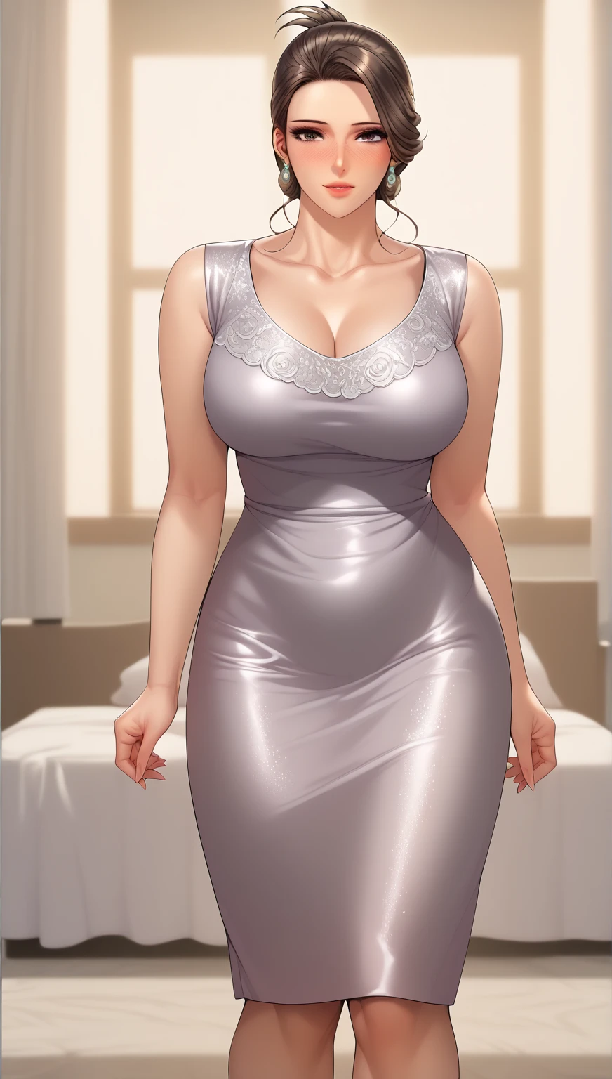 <lora:merope:0.7>,(best quality), big head, face shy, (merope with huge breasts:1.2) in a sheer top posing for a picture with her cell phone in her hand and a mirror behind her, from back <lora:add_detail:1> <lora:LowRA:0.2>