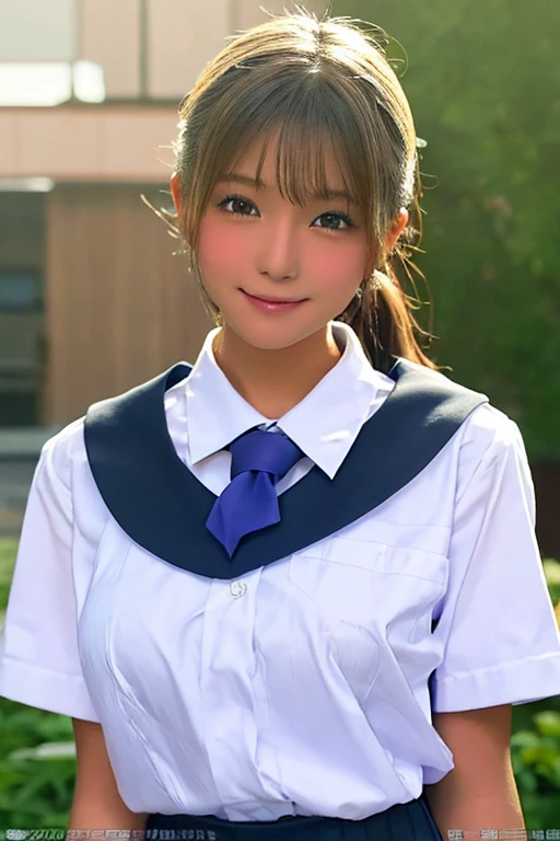 cleavage, the chest of the shirt is wide open, embarrassed , 1girl, cute, 18 years old, smiling, look at viewer, sailor uniform, seifuku, photo, realistic, best quality, hires, detailed face, classroom, detailed background, diffused lighting, depth of field, bokeh, , portrait, , ( masterpiece), accurate, anatomically correct, f/1.8, 90mm, Fujifilm GFX 50R, raw photo, regina display, super detail, high details, high quality, best quality, highres, UHD, 1080p HD, 4K, 8K, beauty,