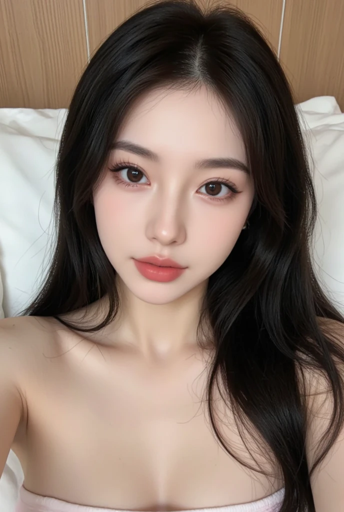 (extra detailed body、extra detailed face、best qualtiy:1.2)、femele、looking at the viewers、(all-fours、See-through tops、body obliquely)、(Hotel Bed:1.4)