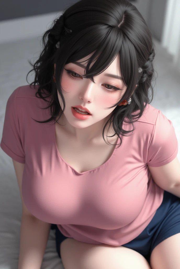 (((NSFW1.5)))((highest quality)), ((masterpiece)), perfect face， big breasts，，revealing clothing，Bedroom, thin waist,1 boy, penis,