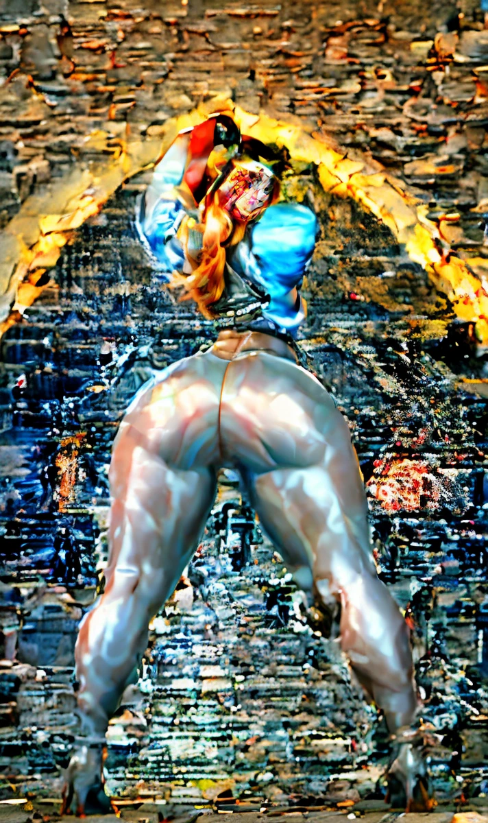 A photo of a giant woman wearing gloves in a completely naked scene that appeared after tearing apart a building, Giant art, Giant Art, Completely nakedにニーハイブーツ, Beach, Giant, Exhibitionism, BoobsSmall Bikini, Cityscape, Beach photo, sf5 ink style, goddess. A giant woman appears at the back of the buildings,Bare Skin Thighs,Completely naked,Genitals are visible,Genitals fully exposed,Genitalia protruding from bikini,Genitals are visible,Bikini digging into genitals,Thighs are bare,The belly is completely exposed,Beach Volleyball