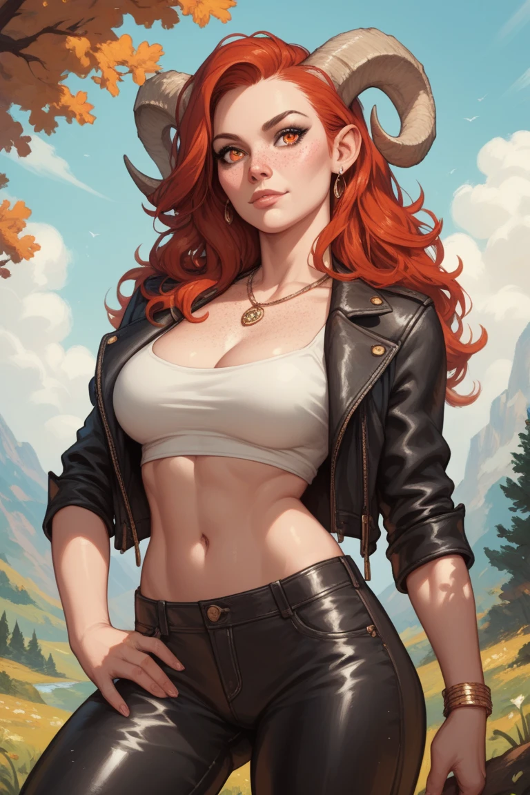(masterpiece,best quality,absurdres,beautiful,sharp,detailed),outside,sunlight,field,1girl,moo-tan,cow girl, hat, neckkerchief, vest, tube top, cleavage, cow print, denim shorts, short shorts, chaps <lora:mootan-nvwls-v1:0.8>