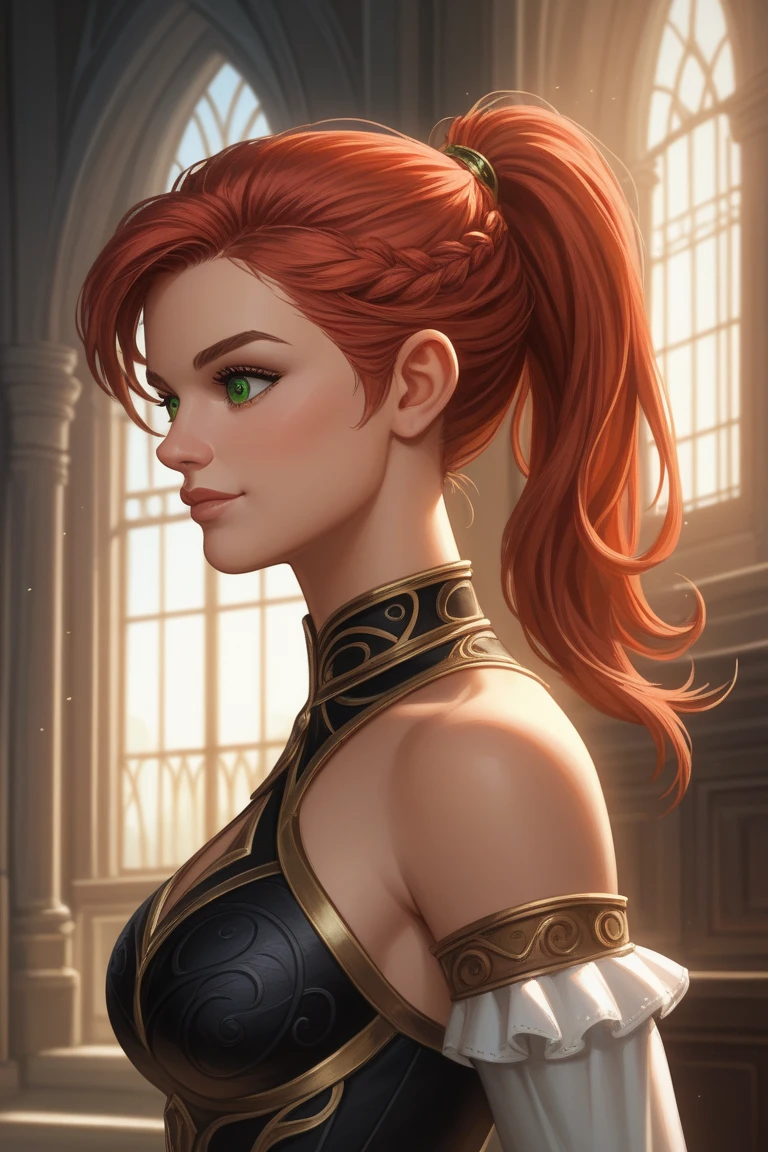 score_9, score_8_up, score_7_up, ultra detailed, solo, anime woman, pyrrha nikos, red hair, green eyes, armor, standing, sad smile, small chest, forwarding hand, pov (autumn forest on background), detailed face, <lora:Pyrrha:1>  <lora:Expressive_H:1> <lora:4th_tail_v0.3_lora_extract_l:1>