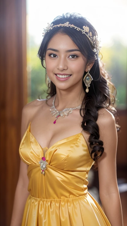 1Girl, beautifull face,upper half body, Sorrisos, (8K, Raw-Photo, Top Quality, masterpiece), High-resolution RAW color photos and professional photos, (Photorealistic, photorealism:1.5), (Top Quality), (best shadow pictures), The ultra-Highres, Highly Detailed CG Unified 8k Wallpaper, bright background, (Highest Quality, masterpiece: 1.2), film portrait photography, bare shoulder, wavy shoulder-length hair, ((Smiling a lot)),Looking straight ahead, ((Multi-colored costumes)),Silk brauses in different colors, serene, calm, (realistic detailed eyes, Natural skin texture, realistic face details), soft dramatic lighting, depth of fields, Bokeh, vibrant details, finelydetail, A hyper-realistic, 35mm film, hazy blur