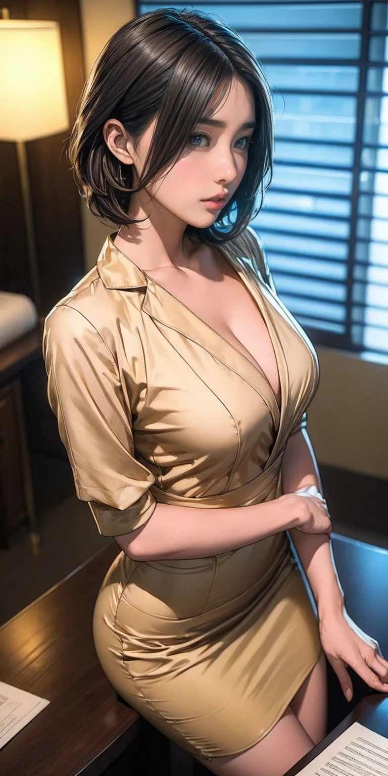 8k, 美しく成熟したFour women, Four women, 55-year-old Japanese woman, Married women, ring, Fine Lines, Long eyelashes, Sparkling eyes, Bob Hair, Red lipstick, Large Breasts, Cleavage, Pearl Necklace, (Wearing a bra), (Beige good), (Wearing panties), (Sheer beige panties), Wet Panties, stockings, functional, Browsing Caution, Lesbian