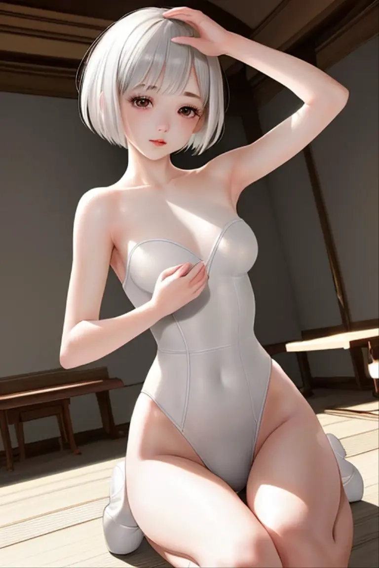 Optimal，masterpiece，High resolution，highest quality，Hyper HD，Super Detail，Awards，Round face、Round Glasses、Looking down at the camera、Squat down and spread your legs,White pantiesーを見せる,16K，solo，（Upper body），barefoot、White panties、Anatomically correct，Beautiful Cyberpunk Girl，かわいいRound face，，Gradient Beige Hair，Hairline，（（Scarlet Eyes）），Long eyelashes，The corners of the eyes are drooping，White skin，（Rim Body），（（Women&#39;s Super Short Shawl Leather Jacket）），（（race_suit）），（（height_Long skirt）），Earrings，（strap），（Laser material clothing：1.2）