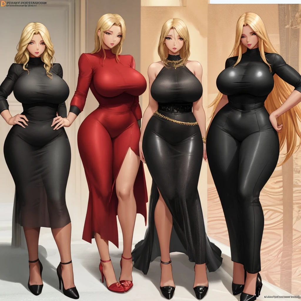 club,5 policewomen,stand in a line,full-body shot,Model diagram,tall, Long legs,!!!Excellent!BIG ASS!Beautiful accessories,Pink turtleneck skinny sweater,Beth,Tight long skirt,Sexy high heels。fishnet pantyhose,leaning_forward,areola_slip,Red evening dress