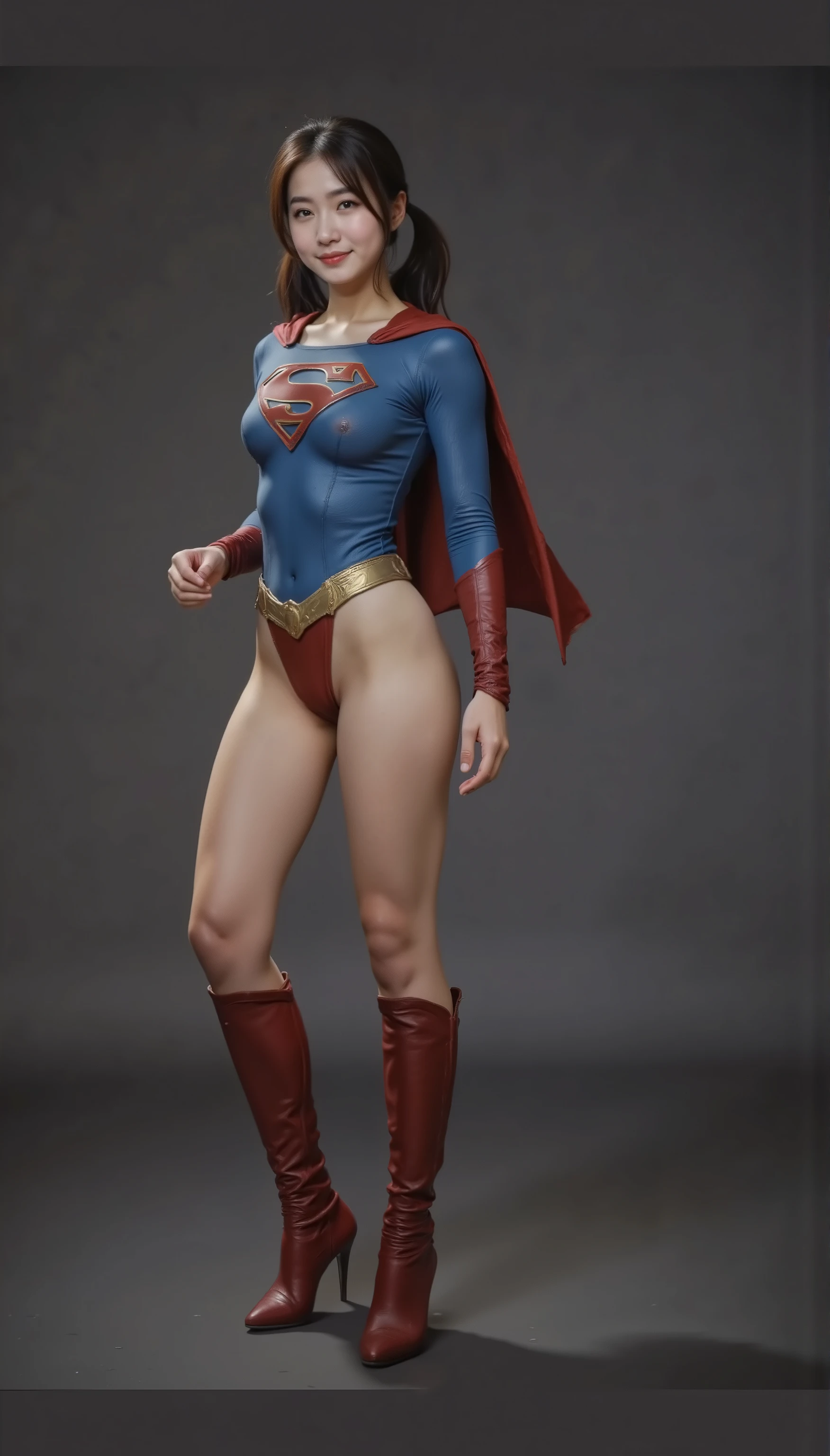 No background、(((Beautiful legs in black tights.)))、(((Legally express the beauty of your smile)))、((((Make the most of your original images)))、(((Supergirl Costume)))、(((Beautiful Hair)))、(((suffering)))、(((Please wear black tights....、Wear red boots)))、((Best image quality、8k))、((highest quality、8k、masterpiece:1.3))、(((Preserve background )))、Sharp focus:1.2、Beautiful woman with perfect figure:1.4、Slim Abs:1.2、Wet body:1.5、Highly detailed face and skin texture、8k