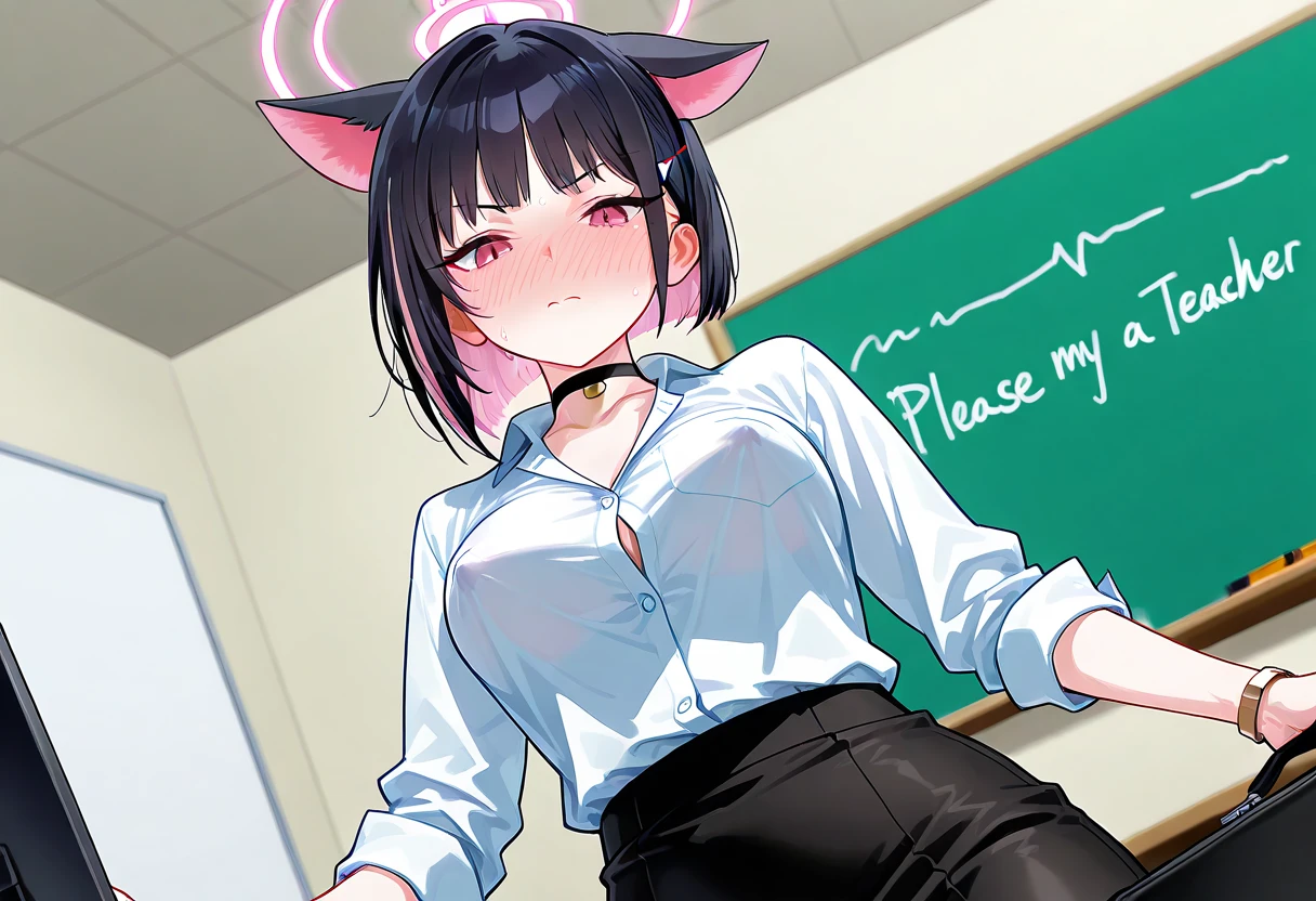 A male cat have colour dark brow fur with red eyes, wear glasses a bit show small dick with uncomfortable face and scare because have sex teacher with cum in condom x-ray