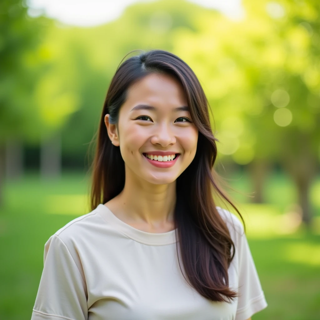 young woman. Local Tourist. Sunny Summer Day. greenery background. holiday weekend. Woman in love with books and a white t-shirt. Smiling Outdoor Portrait
