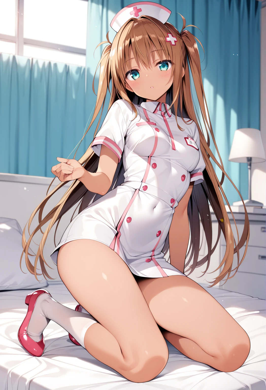 Kentaro Yabuki, love〜fart, ore_9, score_8_superior, score_7_superior BREAK ヤミ風髪留め
konjiki no yami, Red eyes, Blonde, Hair Intake, Long Hair, View your viewers, I feel,Portraiture,Nurse uniform,Panties fully visible from below