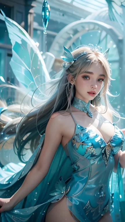 realistic hair, (details are super exquisite realistic wings:1.4),(Digital art:1.4), Fantasy creatures, non-human, fantasy realistic style, film shooting, (Octane rendering:1.4), professional photography, realism, realistic animal image, octane rendering, rich details, Natural light lighting, clear and exquisite face details, very euraic atmosphere，Atmosphere, elegant, Epic-level picture,
Mana’lon is a water spirit in Welsh mythology. She is beautiful, of medium height, and has a graceful body with skin like white jade, slightly tinted with a light green color. She has long golden hair that is soft and silky, flowing with the wind. Her eyes are a shining emerald green, exuding a strong water-like glow. Her lips are pink, slightly upturned, revealing her confidence and joy.
Mana’lon is adorned with green seaweed and coral all over her body, creating a harmonious and beautiful image. Her water silk clothing is a light green color, soft and flowing, like a fresh spring water flowing around her.
Her fingers are slender and delicate, with transparent light blue nails. She wears a stunning crystal bracelet on her wrist, shining brightly and dazzlingly.
Mana’lon controls the power of water. The decorations and water silk on her body carry the aura of water, making her seem like a water embodiment. She has the ability to control the flow of water and its movement, creating a harmonious relationship with water.
In summary, Mana’lon is a mysterious and beautiful existence, and her appearance and aura are like that of water, making people feel harmonious and joyful. Her image holds an important position in Welsh culture, representing art and wisdom, as well as symbolizing good luck and happiness.