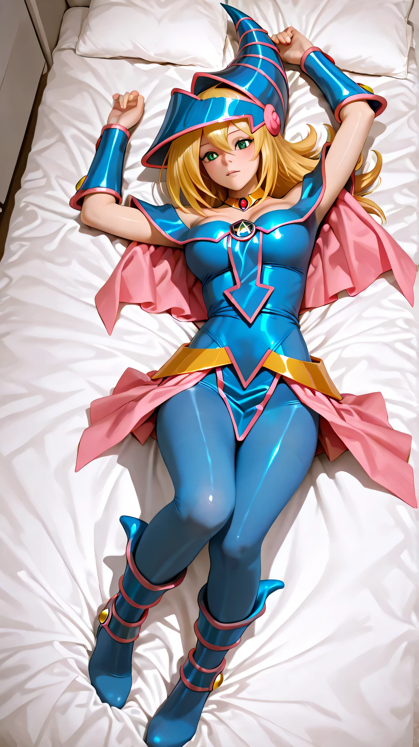 1 girl, realistic, dakimakura, Dark magician girl, in bed, high heel boots, Best quality, masterpiece
Waiting to start