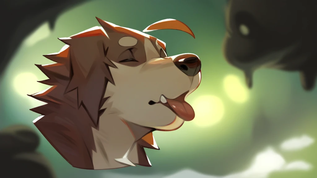 score_9,score_8_up,score_7_up, source_cartoon, source_furry, Legosi from beastars series, Anthro furry wolf male, masculine male, naked, licking faceless mes cock, ahegao, cumming, side view, male is cropped out