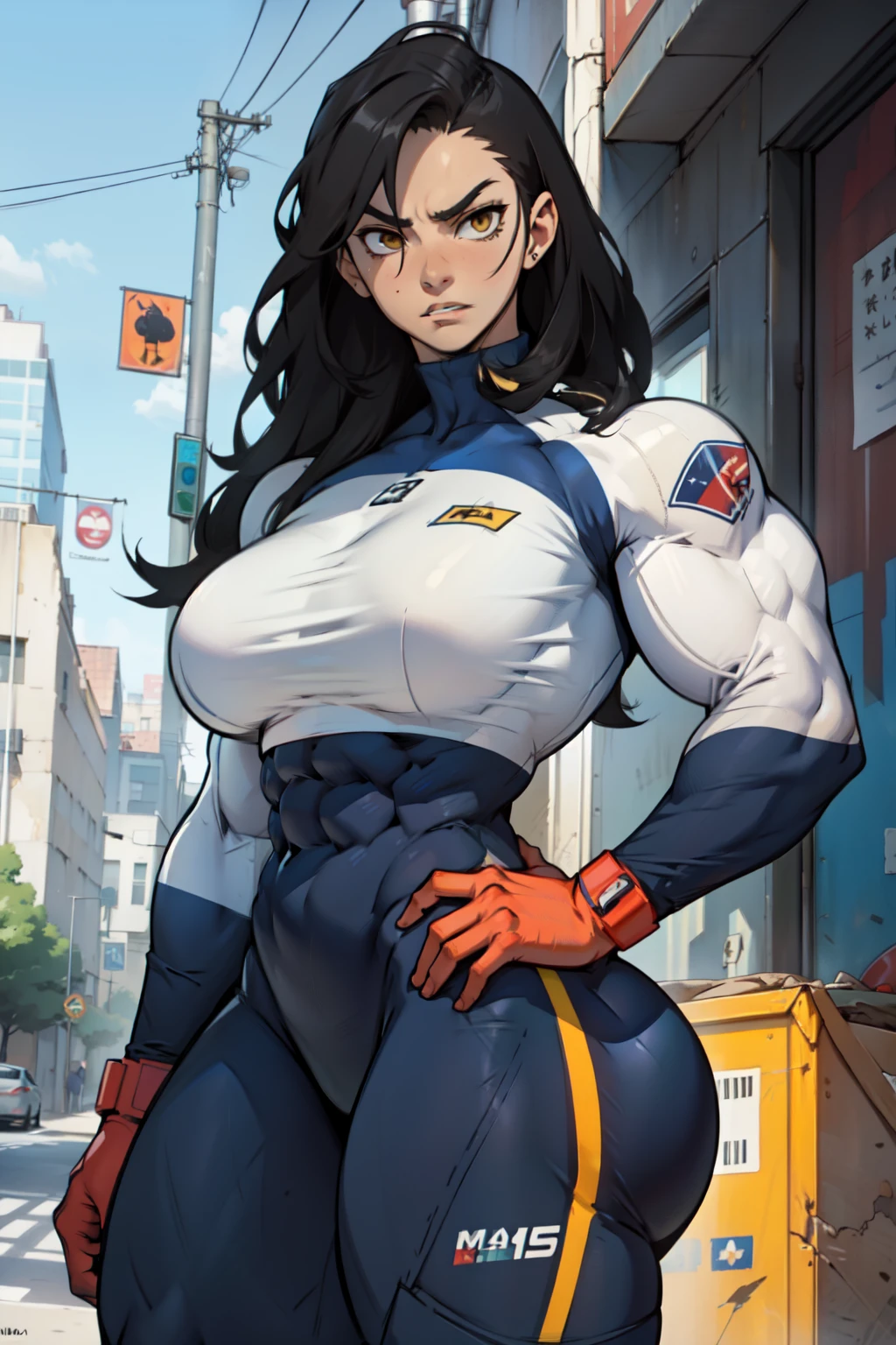 extremely long hair perfect anatomy 1 girl tall solo curvy ((muscular)),busty,  bodysuit