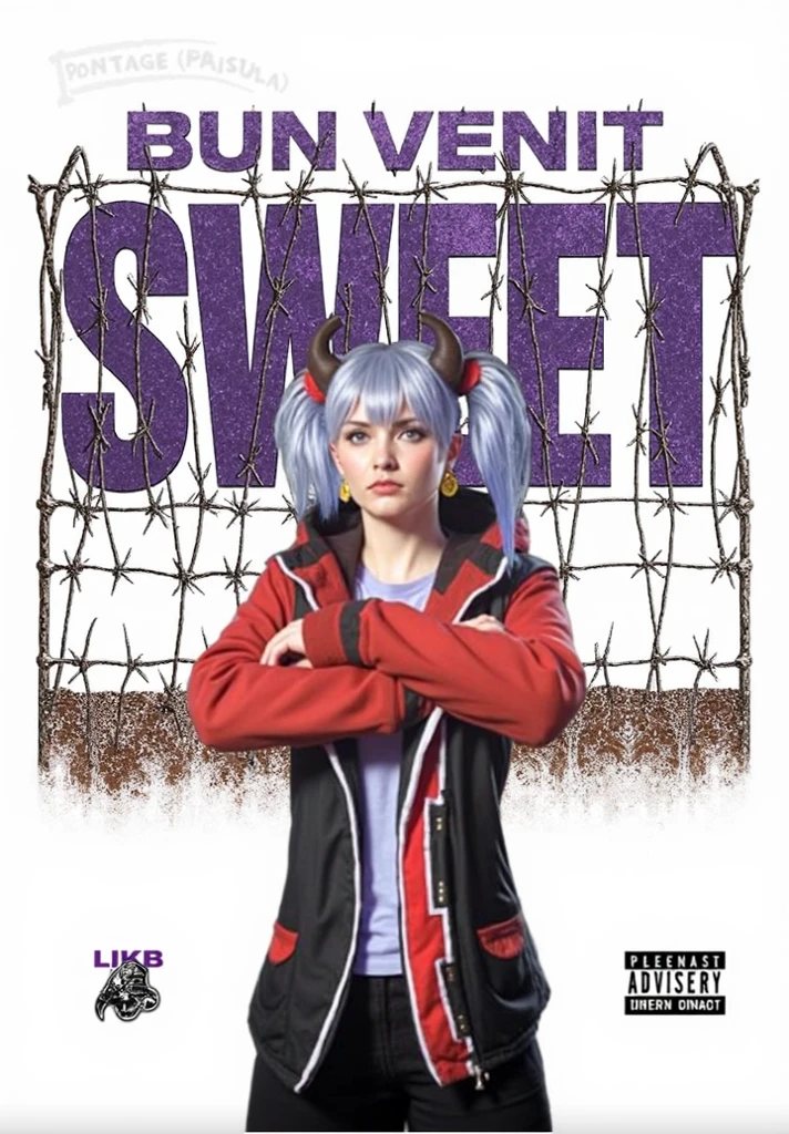  16 year old with very loose street style clothes and white skin, blonde short dreadlocks in her hair and holding an ax with the wooden handle, a little chubby with just a tattoo on her left arm, wound with a lot of blood, a lot of blood