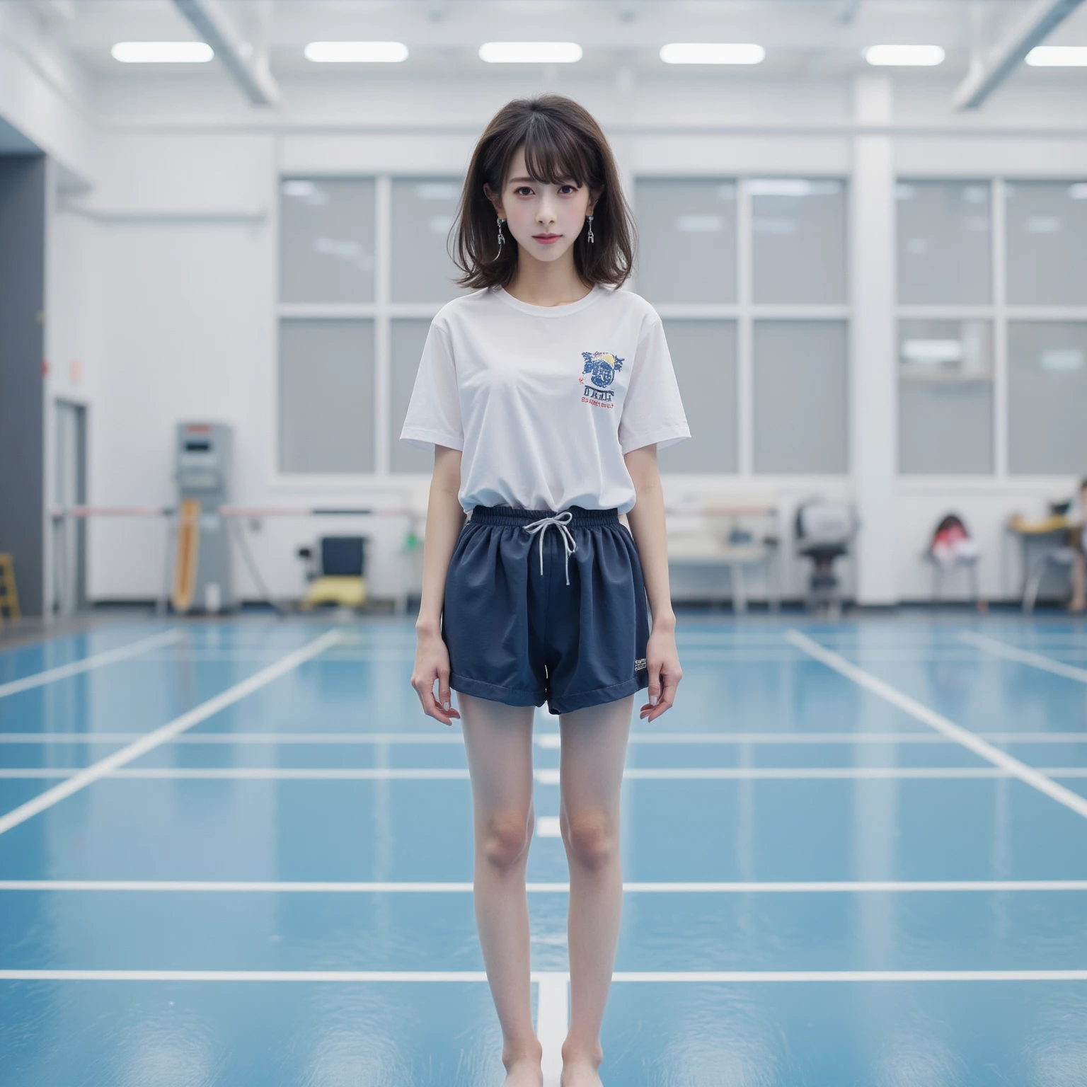 Cropped Jersey、hot pants、Glasses、Cleavage、sports warehouse、15 years old、School、Small face、Nsfw、Perfect proportions、Dynamic Pose