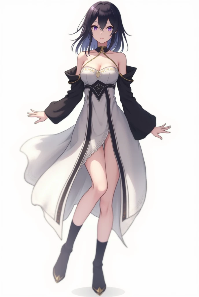 1girl,solo,full body,standing,(beautiful fingers),masterpiece,best quality,(Ultra high definition eyes:1.2),8k,(Beautiful detailed eyes:1.2),(Fine and beautiful eyes:1.2),(pretty eyes:1.2),finely detail,extremely CG, absurdres,high resolution,illustration,Detailed and beautiful outlines,finely detail,high resolution,(colorful refraction:1.4,Increase saturation:1.2),beautiful lighting,dynamic lighting,closed room,black background,simple background, smile,looking at viewer,ram1,ram \(re:zero\), pink hair, white thighhighs, short hair, red eyes, hair over one eye, ribbon trim, hair ribbon, x hair ornament, frills, maid headdress, waist apron, garter straps, black ribbon, small breasts, long sleeves, white apron, neck ribbon, purple ribbon, wide sleeves, hair flower,