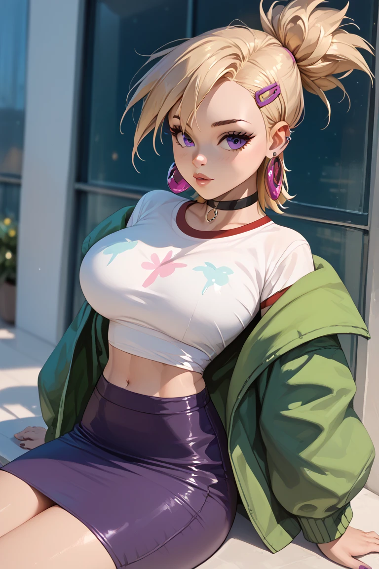 mulher loira com um colar e um colete em frente a uma cidade, Estilo anime 3D realista, feito com anime painter studio, arte de anime realista, [ Arte digital 4K ]!!, realistic anime art style, Pintura realista de 64 bits, pintado em anime painter studio, Arte digital realista 4K, Arte digital realista 4K, estilo realismo anime