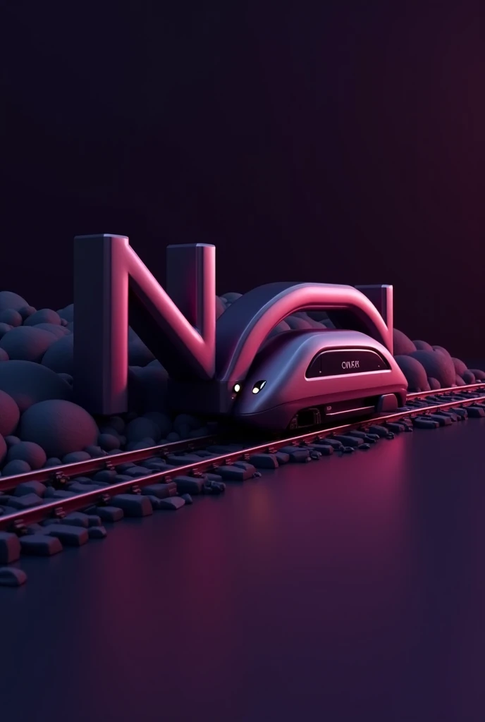 Make me a 3D logo with the letters (NBD CORP) With a TGV train in the background the color should be purple