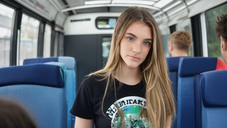 Beautiful 9 year old Russian girl, long blonde hair, blue eyes, nice legs, being abused by several adult men on the bus