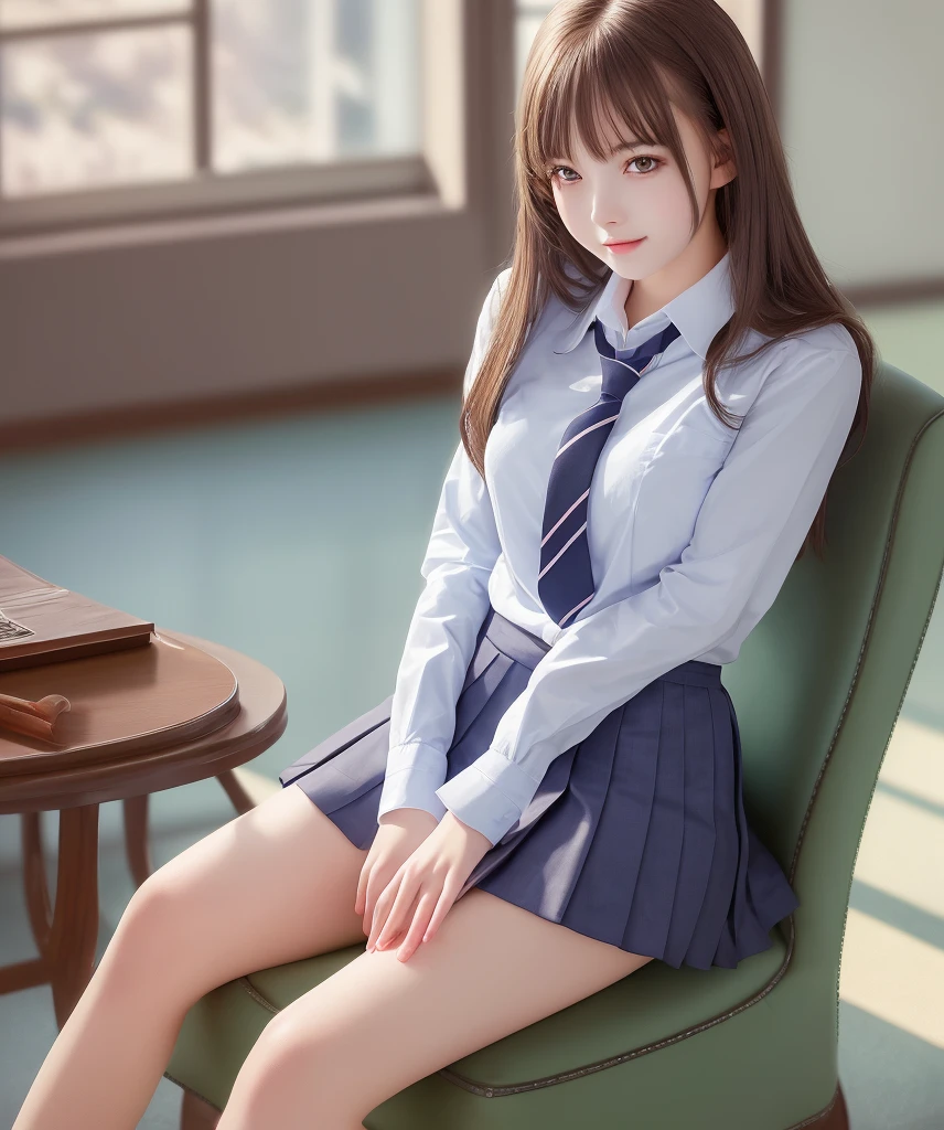 (Full body)), (8k, top quality, masterpiece: 1.2), (realistic, photorealistic: 1.37), ultra detailed, 20 year old woman 1 person, Russian, beautiful, in the library, night, sitting, legs open, crotch, glowing skin, glowing thighs, glowing legs, date, (nose blush), (smile: 1.15), (closed mouth) small breasts, beautiful fine eyes, school uniform, floating hair NovaFrogStyle, full body