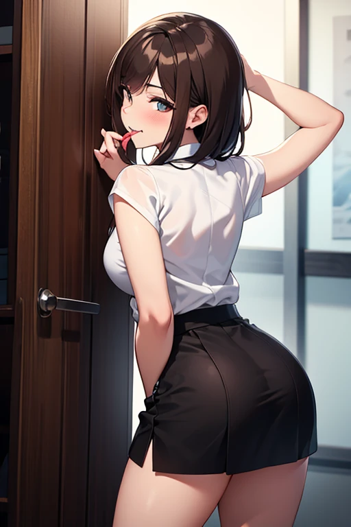 Tabletop, Highest quality, Ultra-high resolution,(Like the picture:1.4) (Written boundary depth),(Lens Glow) , Jacket:1.5、At work:1.5、Beautiful Japanese Woman:1.5、company employee、Sexy ass:1.5、Please put your hands on your hips:1.5、smile、Tight pants White trousers
