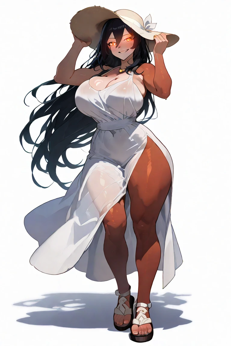 masterpiece, best quality, (detailed background),High contrast,1girl,full body, Bikini, (white background:1.5), ((sketch)), clean lineart, Huge Breasts, Elf, Sexy Pose, Big Butt, dark Skin