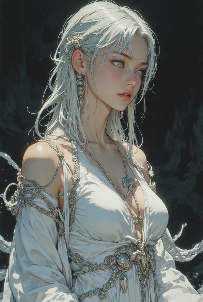 8k, complex, elegant, Very detailed, majestic, digital photography, surreal painting, defeat magic, Winding lightning, (masterpiece, side light, fine and beautiful eyes: 1.2), HdR, (bright blue eyes)), Naked upper body, (bright tattoo), Chico elegant, cana, musculature, Dark skin, demon horn, Raining, elegant, in front of the camera, masterpiece