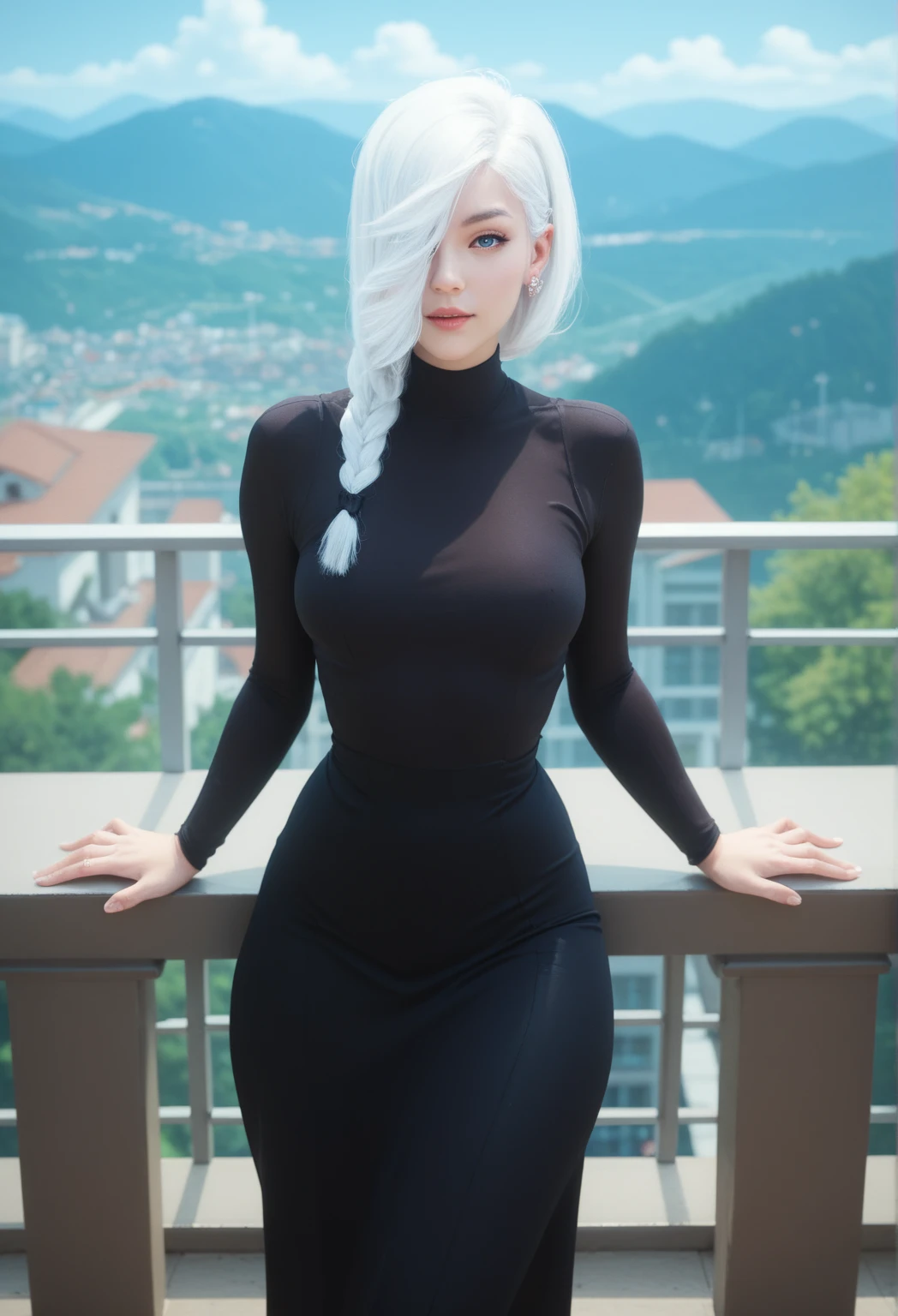 (masterpiece, realistic:1.3), (extremely intricate:1.2), (photorealistic:1.4), (extremely delicate), (ultra realistic:1.3), (cowboy shot:1.2), (modelshot style), hyperrealistic photography, extremely detailed CG unity 8k wallpaper, UHD, HDR, RAW photo, dslr, hyperrealistic 3d render, high resolution, sharp detail, realistic LUT, cinematic LUT,
<lora:ostris_HDhelper_v10:0.1>, <lora:ostris_detailSlider_v40:2>, <lora:envy_betterhands_beta2:1.2>, (pale skin, detailed skin:1.3, Glossy skin + Shiny skin:1.1), exquisite earrings, gigantic breasts, skinny body, fit body, slim, narrow waist, slim legs, long legs, <lora:simplePointedToeHeels_v20:0.2>, a pair of ggx heels, high heels, stockings, lace trim, pantyhose,
Glittering Ice Cave with Frozen Waterfalls, (photographed on a Sony a9 II Mirrorless Camera , 50mm prime lens, F/1.4, (highly detailed), cinestill 800, 8mm film grain, (3/4 body:1.2)), official art, (Cinematic Shot:1.4), (cowboy shot:1.2),
<lora:xphg_jujutsuKaisen_meiMei_v10:0.8>, white hair, long hair, ponytail, parted bangs, hair ornament, scrunchie, purple eyes, black shirt, grey necktie, dark purple skirt, long skirt, high-waist skirt, turtleneck dress, black dress, bMei,