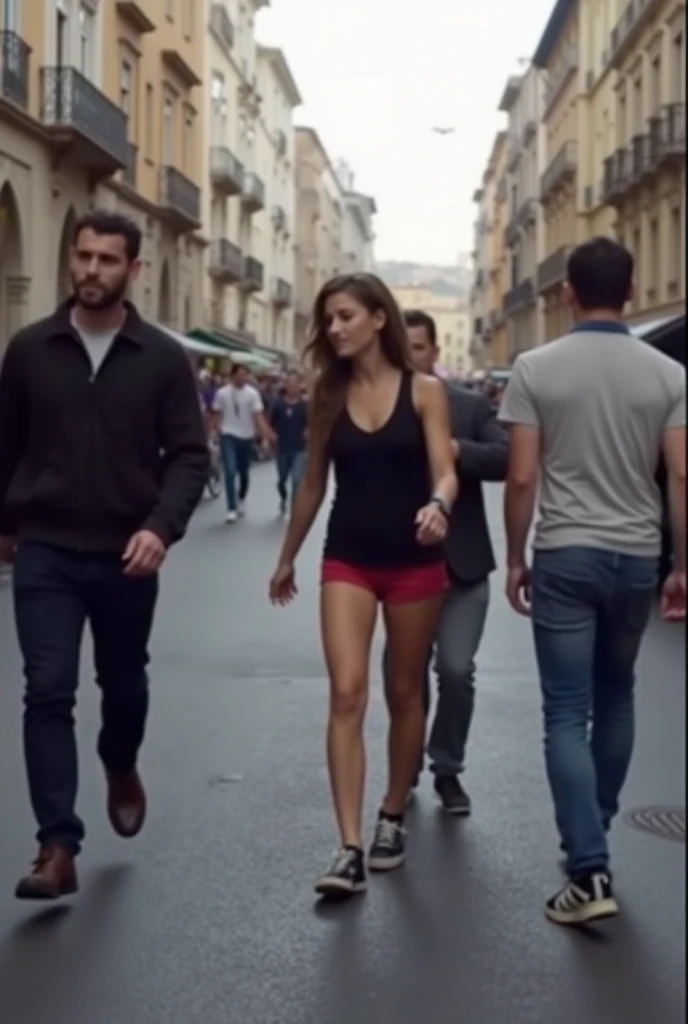 mid-thigh view, José Amoralis and Josephine Deboch against the background of the street, detailed faces